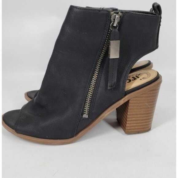 Circus Sam Edelman Kammi Black Peep Toe Ankle Bootie Open back Size 7.5 - Picture 8 of 16